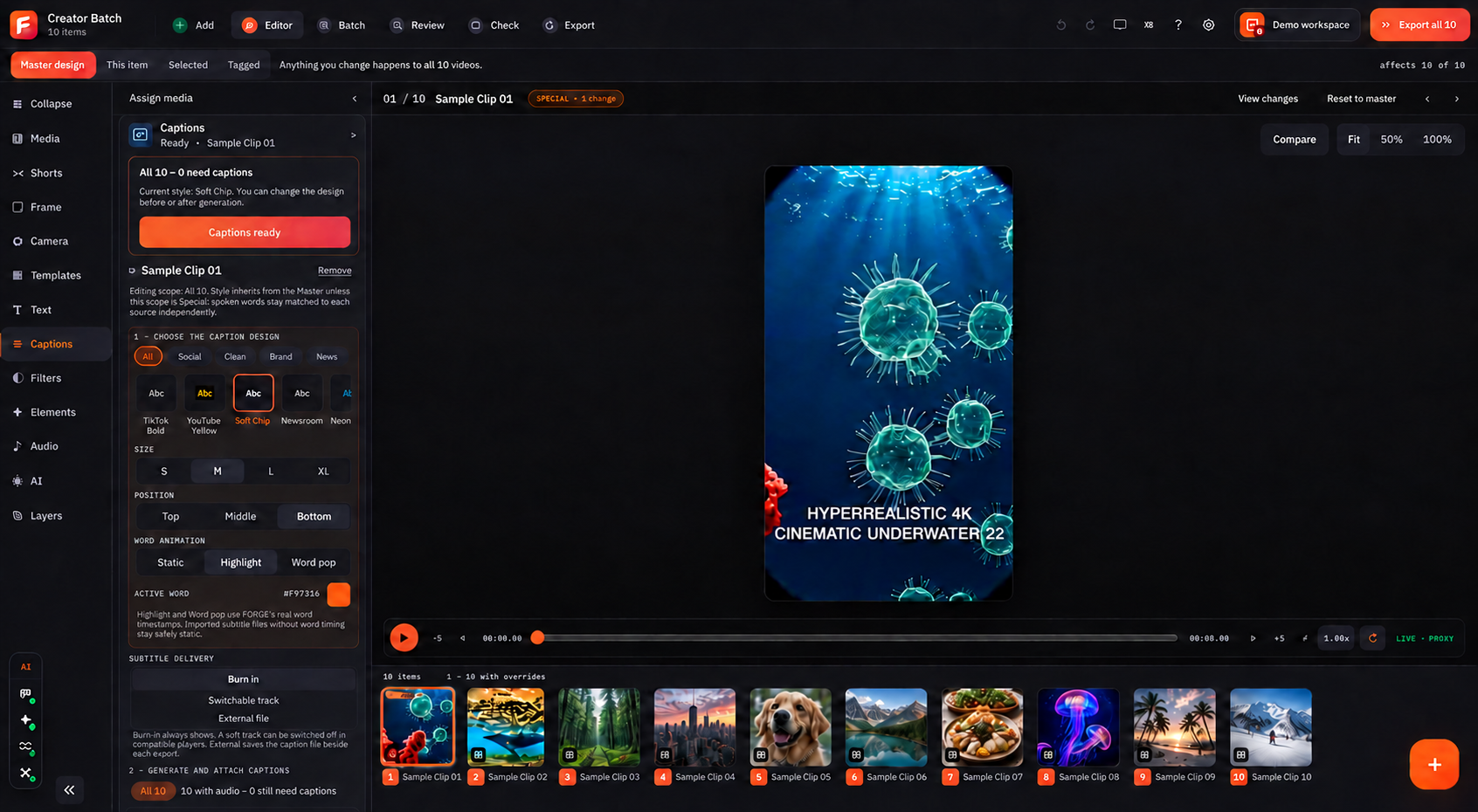 Forge Studio Master design screen